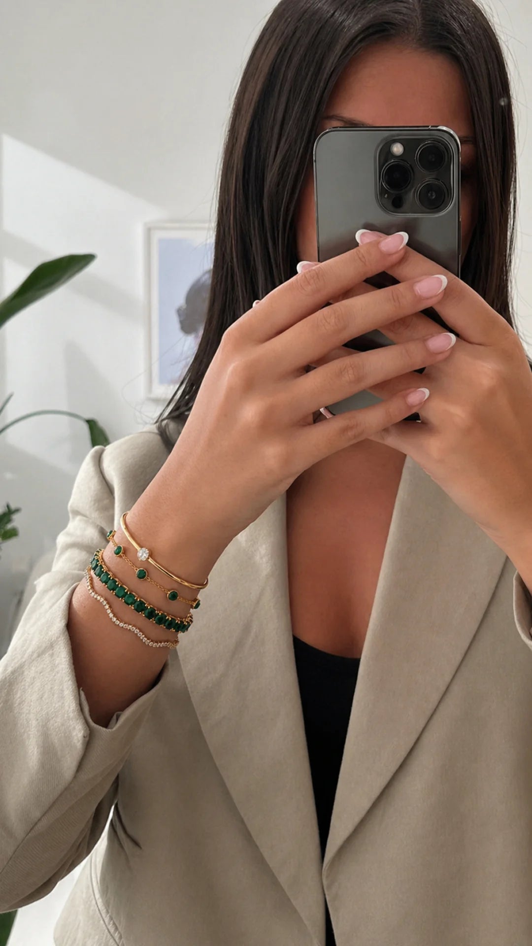 Set 4 Bracciali Oro e  Agata Verde - moderno, elegante e versatile